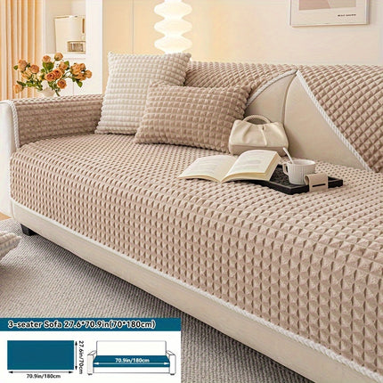Plaid Plush Sofa Cover - Warm, Soft, Pet-Friendly Protector