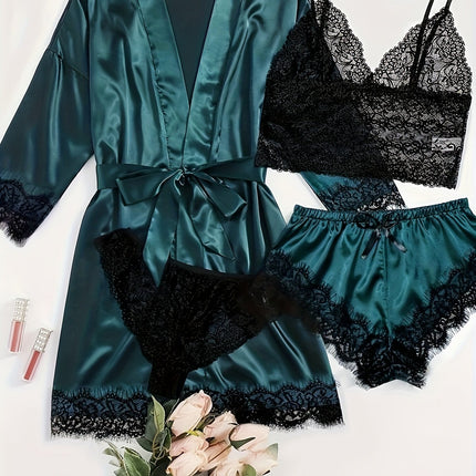 Elegant Satin Lace Lounge Set