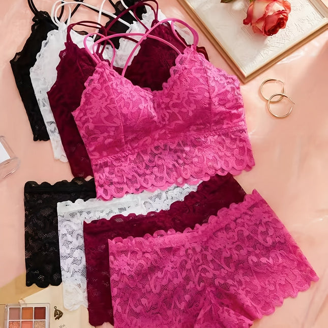 4-Piece Sexy Lace Lingerie Set