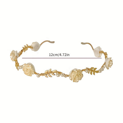 Rose Faux Pearl Hair Hoop