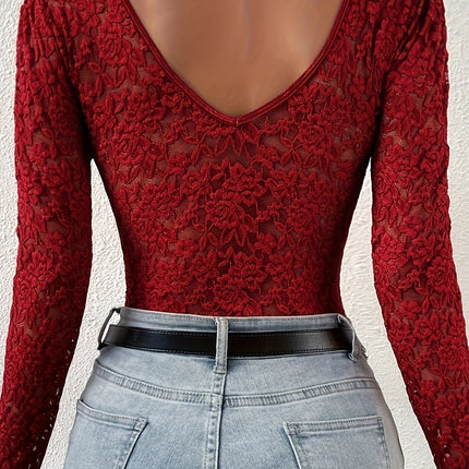 Elegant Lace Long-Sleeved Bodysuit