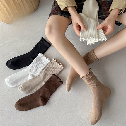 Women's Cotton Mid-Calf Lace Socks (6 Pairs)