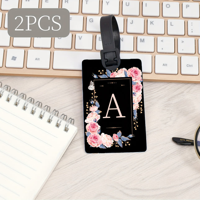 2-Pack Floral Initial Luggage Tags