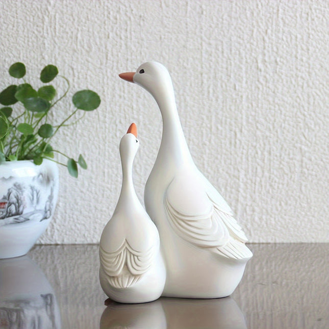 Charming Resin Duck Family Garden Statue - Outdoor Decor