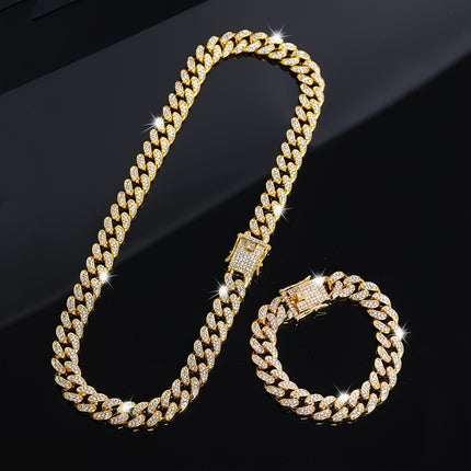 2pcs Exquisite Cuban Link Jewelry Set