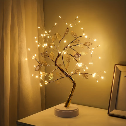 Golden Leaf Tree Lamp - LED Copper Wire Touch Light
