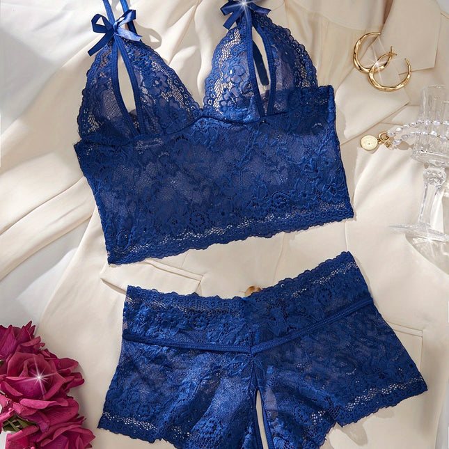 Sexy Floral Lace Christmas Lingerie Set