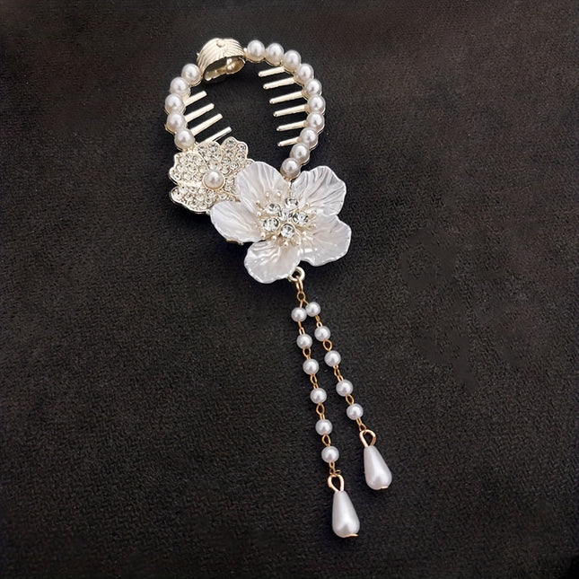 Camellia Tassel Ponytail Clip