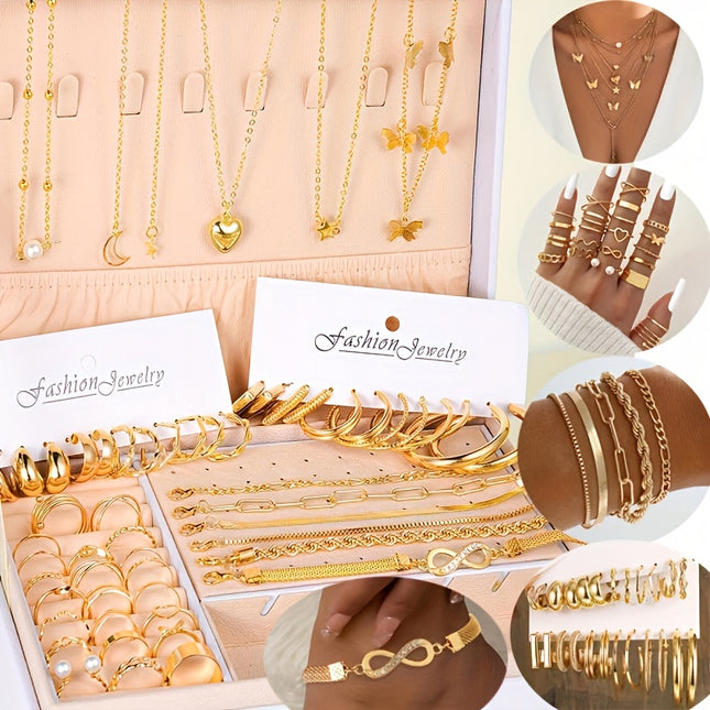 58-Piece Vintage Alloy Jewelry Set