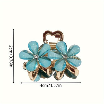 Elegant Crystal Flower Hair Claw – Stylish Alloy Shark Clip