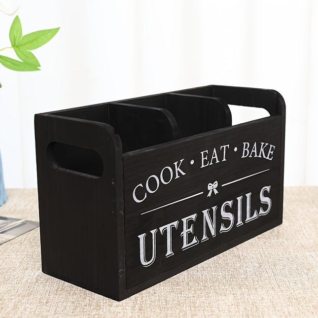 Rustic Wooden Utensil Holder