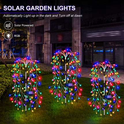 Solar-Powered LED Garden Lights – Firecracker Willow Design - Monti Bargains