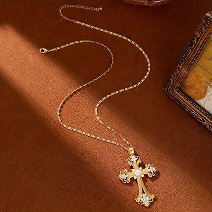 Elegant Golden Cross Pendant Necklace