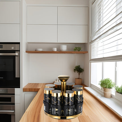 8-Piece Rotating Glass Spice Bottles Set