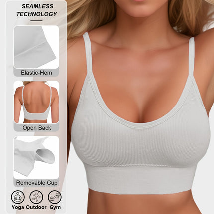 Knitted Ribbed Halter Sports Bra