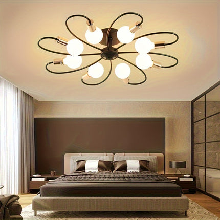 Modern Black & Gold Sputnik Chandelier - Industrial Pendant Light