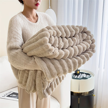 Champagne Plush Throw Blanket – Soft All-Season Comfort - Monti Bargains