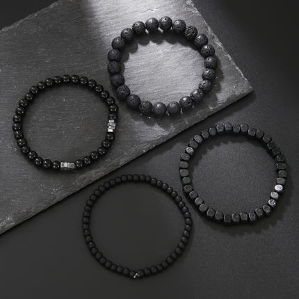 4pcs Men's Natural Stone Bracelet Set