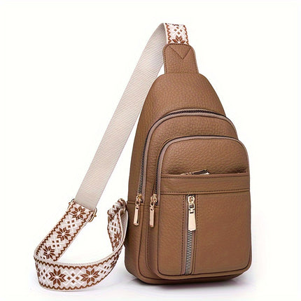 Vintage Multi-Pocket PU Leather Chest Bag