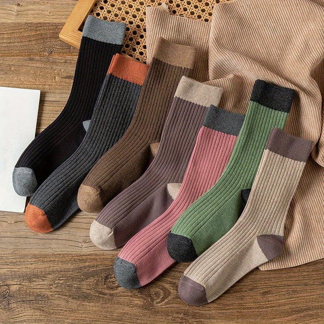 Women's Colorblock Crew Socks (7 Pairs)