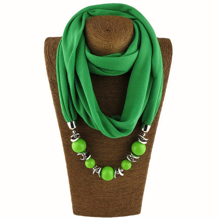 Boho Resin Bead Pendant Scarf