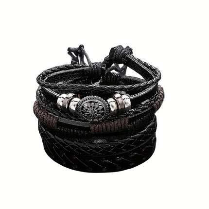 Men's Vintage Leather Bracelet Set