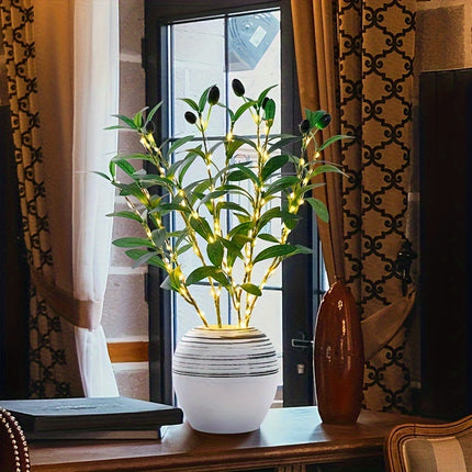 Olive Branch LED Lamp – Elegant Festive Decor