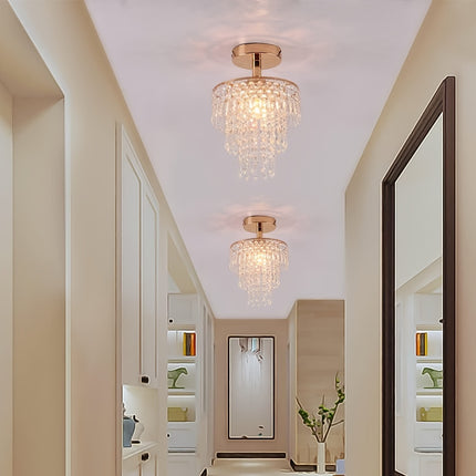 Modern Mini Crystal Chandelier - 3-Tier Raindrop Design