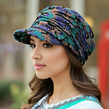 Vintage Flower Print Newsboy Hat