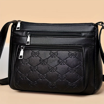 Elegant Black Faux Leather Crossbody