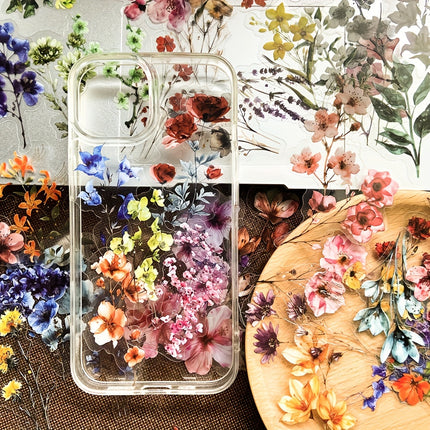 50pcs Transparent Flower Stickers