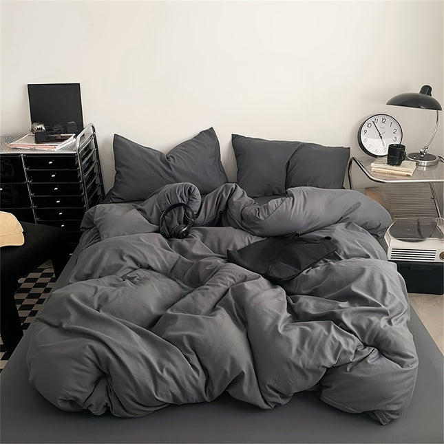 Solid Color Soft Sanded Duvet Cover Set
