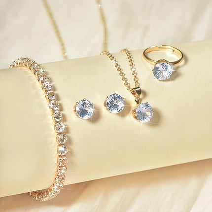 Luxury 4pcs Zirconia Jewelry Set