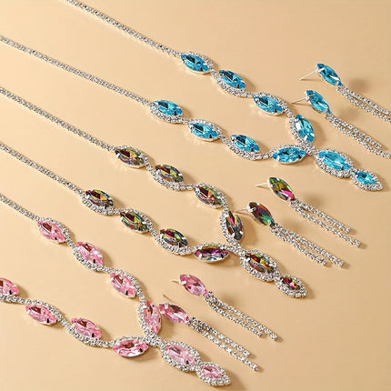 Rhinestone & Pink Diamond Bridal Set