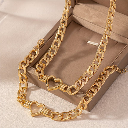 Golden-Tone Heart Choker Set