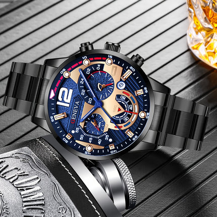 8pcs Men's Quartz Watch & Jewelry Set
