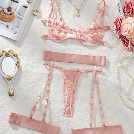 2025 European & American Love Embroidery Lingerie Set