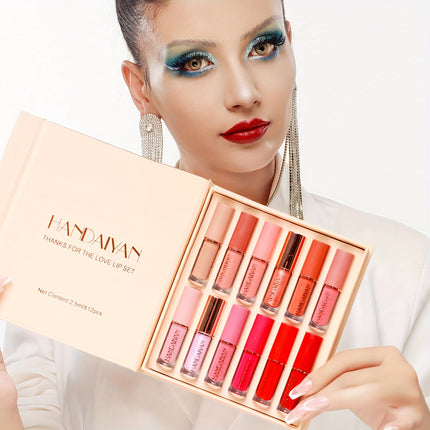 12-Color Smudge-Proof Lip Gloss Set