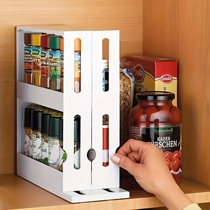 2-Tier Rotating Spice Rack Organizer – Space-Saving
