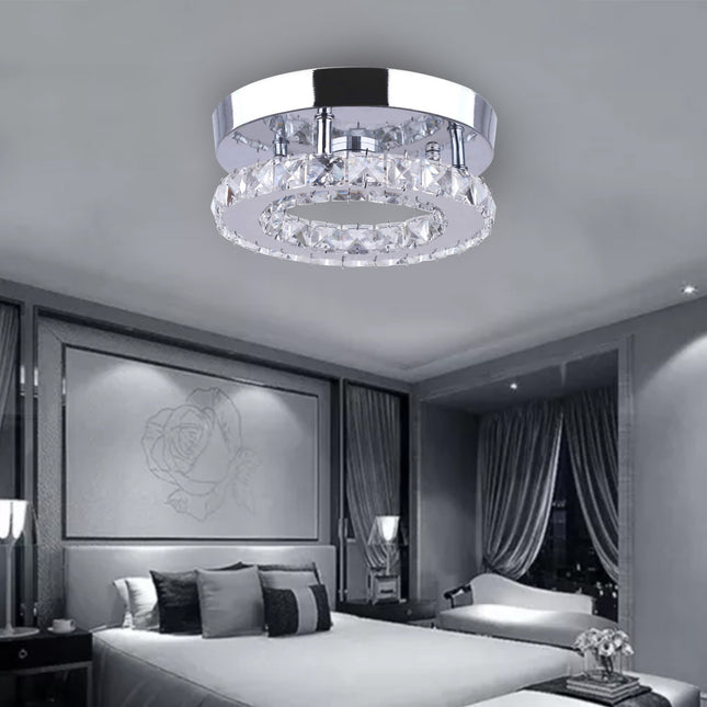 Aluminum LED Round Crystal Ceiling Lamp – Elegant Design