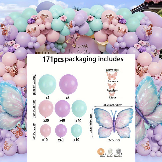 171 pcs Butterfly Balloon Garland Kit