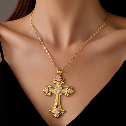 Elegant Golden Cross Pendant Necklace