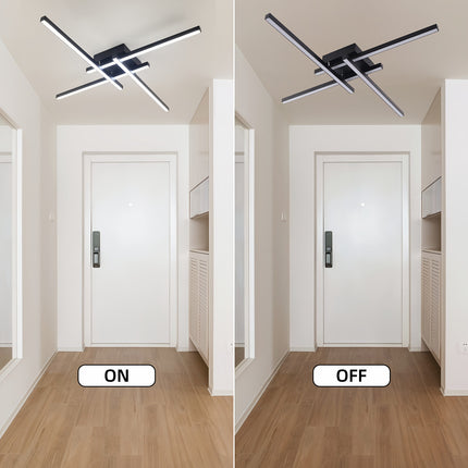 3-Color 60.96cm Modern Ceiling Light - 40W LED, Black