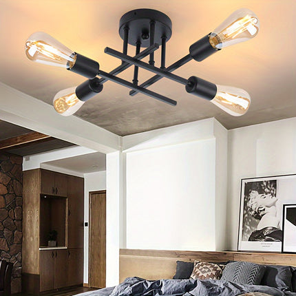 Modern Black Iron Satellite Ceiling Light – Industrial E27/E26 Bulb