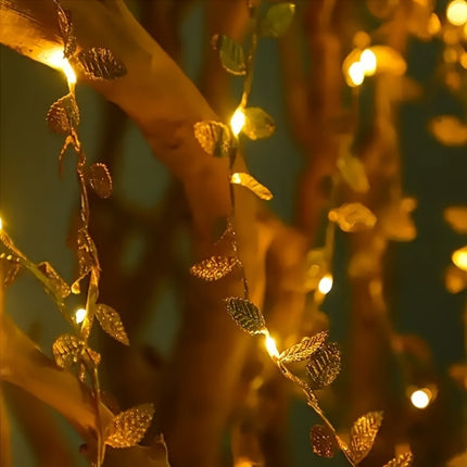 Golden Leaf String Lights - Magical Festive Ambiance 2m/6.56ft