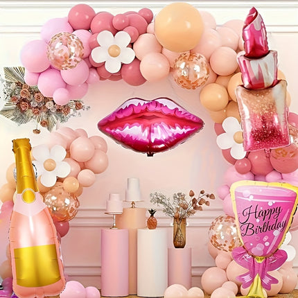Champagne Lipstick Wine Glass Foil Balloons – Party Fun