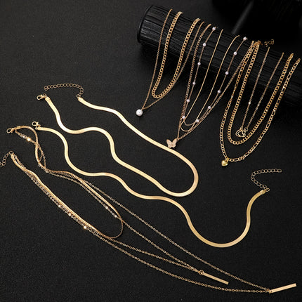 11pcs Elegant Multi-Layered Necklace Set