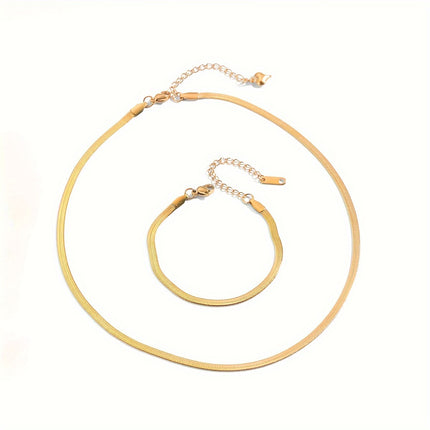 Elegant Golden-Toned Snake Chain Set