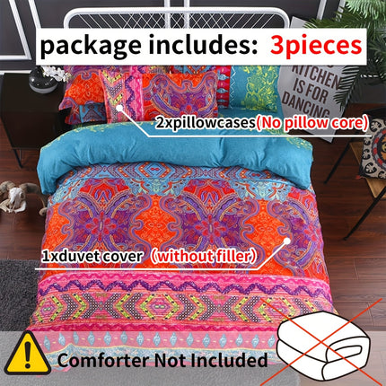 3pcs Ethnic Style Duvet Cover Set - Soft All-Season Bedding