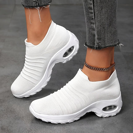 Women's White Breathable Athletic Walking Shoes